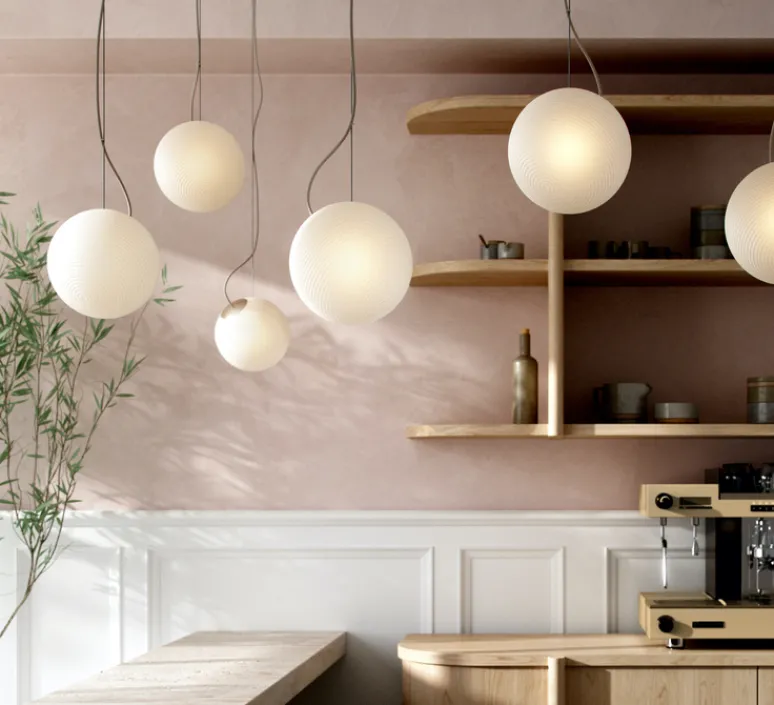 Suspension*Nordic Tales Suspension, Bright Ripple, , câble crème, Ø20cm, H20cm - blanc