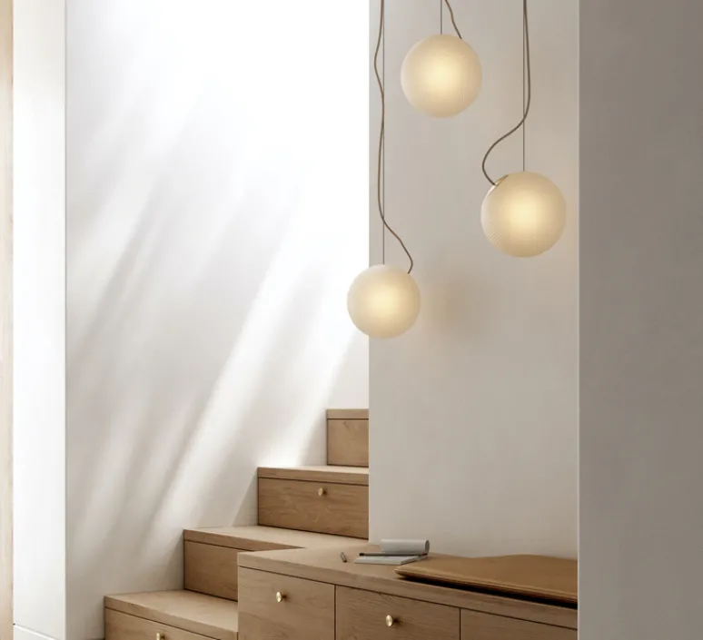 Suspension*Nordic Tales Suspension, Bright Ripple, , câble crème, Ø20cm, H20cm - blanc