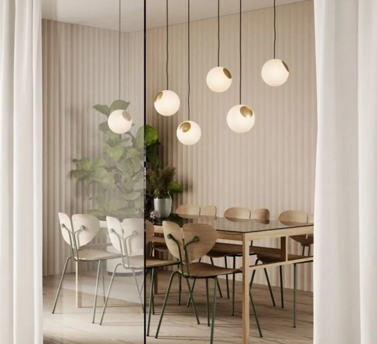 Suspension, Bright Spot, blanc, or, câble noir, Ø20cm, H20cm - Nordic Tales