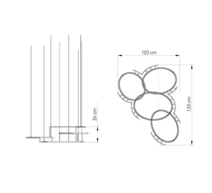 Suspension, Broche M, laiton, LED, 2700k, 10000 lm, L133cm, H26cm - DCW éditions Paris