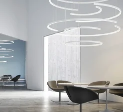 Suspension*Panzeri Suspension, Brooklyn Round 180°, , LED, 3000kK, 1065lm, L100cm, H3,5cm - blanc