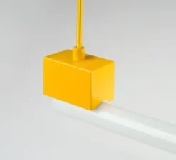 Suspension*Zangra Suspension, bruno, , avec ampoule tubulaire opaline, L100cm, H14cm - jaune