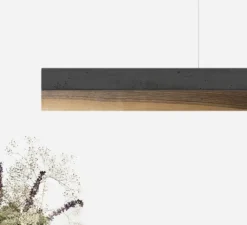 Suspension*GANTLights Suspension, C3 , , LED, 2700K, 2600lm, L182cm, H8cm - béton foncé et noyer