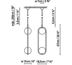 Suspension*B.lux Suspension, C Ball S2, , L18,5cm, H67cm - B-Lux blanc, or