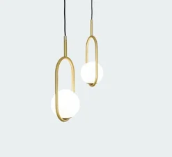 Suspension, C Ball S1, blanc, or, L18,5cm, H39cm - B-Lux