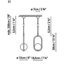 Suspension, C Ball S1, blanc, or, L18,5cm, H39cm - B-Lux