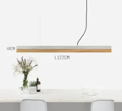 Suspension, [C1], béton clair, laiton, L122cm, H8cm, 2700K, dimmable - GANTLights