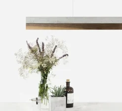 Suspension*GANTLights Suspension, C3, , LED, 2700K, 2600lm, L182cm, H8cm - béton gris clair et noyer