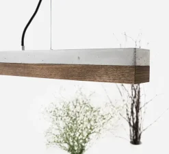 Suspension*GANTLights Suspension, C3, , LED, 2700K, 2600lm, L182cm, H8cm - béton gris clair et noyer