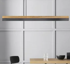 Suspension*GANTLights Suspension, [C2], , LED, 2700k, 2100lm, L92cm, H7cm - gris foncé, chêne