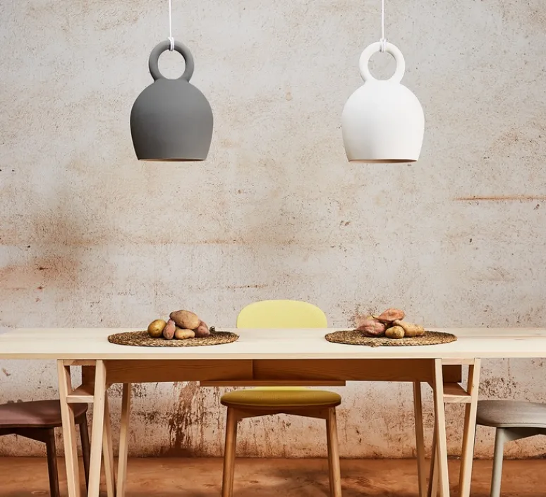 Suspension*Pott Suspension, Caló 40, , câble blanc, IP44, LED, dim, 2700K, 800 lm, Ø25cm, H39,2cm - gris foncé mat