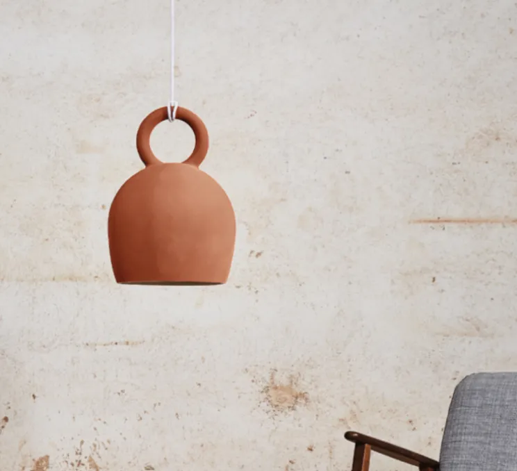 Suspension, Caló 30, rouge mat, câble blanc, IP44, LED, dim, 3000K, 800 lm, Ø18cm, H28,2cm - Pott