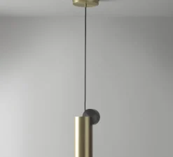 Suspension, Calée V3, laiton satiné, graphite satiné, LED, 2700K, 600lm, L16cm, H31cm - CVL