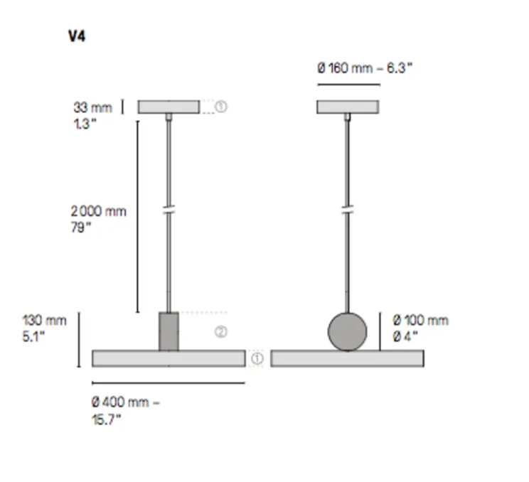 Suspension, Calée V4, laiton satiné, graphite satiné, LED, 2700K, 1500lm, Ø40cm, H13cm - CVL