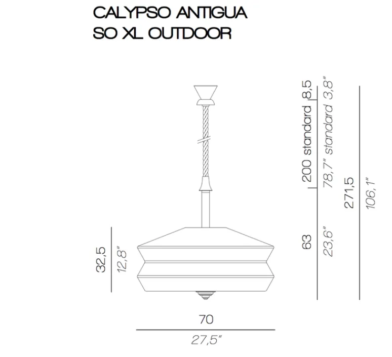 Suspension*Contardi Suspension, Calypso SO XL Outdoor ANTIGUA, , IP65,Ø70cm, H63cm - menthe