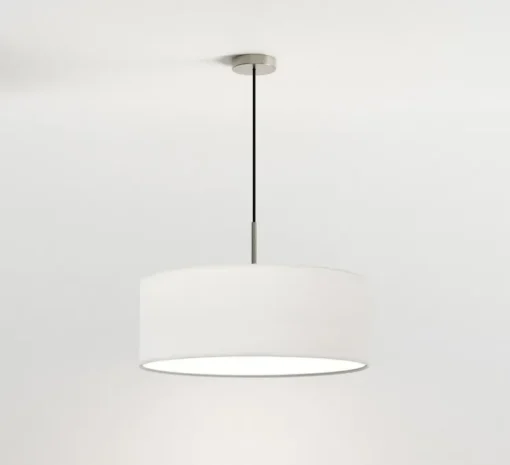 Suspension, Cambria, structure nickel mat, abat-jour blanc brillant, Ø50cm, H20cm - Astro