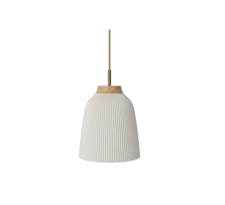 Suspension*Bolia Suspension, Campa, , Ø27cm, H30cm - blanc, chêne huilé, laiton antique mat