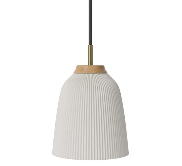 Suspension*Bolia Suspension, Campa, , Ø14cm, H16cm - blanc, verre opal mat, chêne huilé