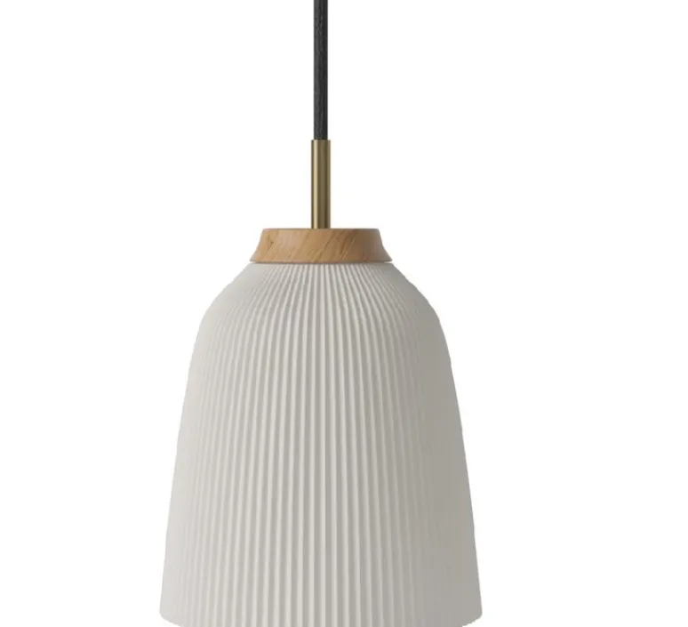 Suspension*Bolia Suspension, Campa, , Ø14cm, H16cm - blanc, verre opal mat, chêne huilé