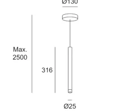 Suspension, Candle 1 Body Surface, laiton, LED, 2700K, 154 lm, Ø2,5cm, H31,6cm - LEDS C4