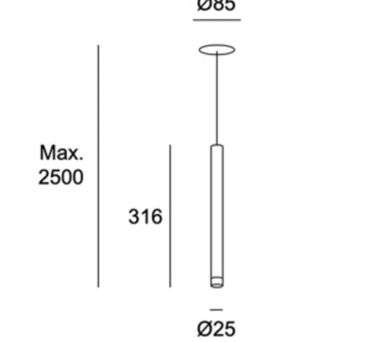Suspension, Candle 1, noir, LED, 2700k, 154 lm, Ø2,5cm, H31,6cm - LEDs C4
