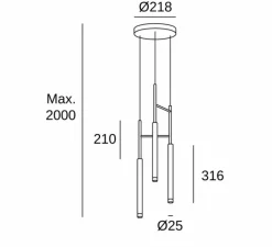 Suspension*LEDS C4 Suspension, Candle Triplex, , LED, dim, 2700k, 506 lm, Ø21,8cm, H52,6cm - noir