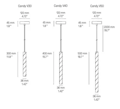 Suspension*CVL Suspension, Candy V40, , LED, dim, 2700K, 331 lm, Ø3,6cm, H40cm - nickel satiné