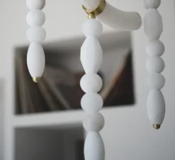 Suspension*Ame Editions Manufacturées Suspension, Canne L, , albâtre, LED, 2700K, 1027 lm, TRIAC, L42,5cm, H125cm - AME EDITIONS MANUFACTUREES laiton satiné