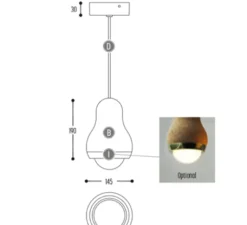 Suspension*DARK Suspension, Captain Cork S, , Ø14,5cm, H19cm - liège