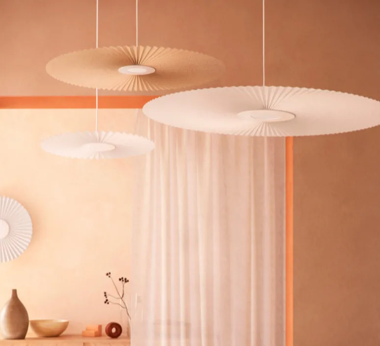 Suspension*Hartô Suspension, Carmen Medium, , DIM, LED, 2700K, 700lm, Ø90cm, H3,5cm - HARTÔ sable doré