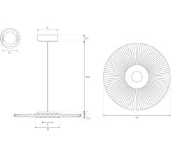 Suspension*Hartô Suspension, Carmen small, , DIM, LED, 2700K, 700lm, Ø50cm, H3,5cm - gris ardoise