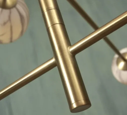 Suspension*It's about Romi Suspension, Carrara 3 bras/6 globes, Finition , Ø99cm, H95cm - Marbre blanc, laiton