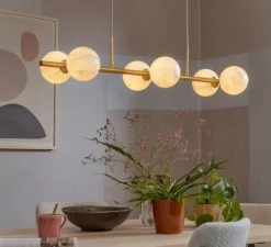 Suspension*It's about Romi Suspension, Carrara, Finition , L105cm, H20cm - Marbre blanc, laiton