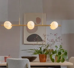 Suspension*It's about Romi Suspension, Carrara, Finition , L105cm, H20cm - Marbre blanc, laiton