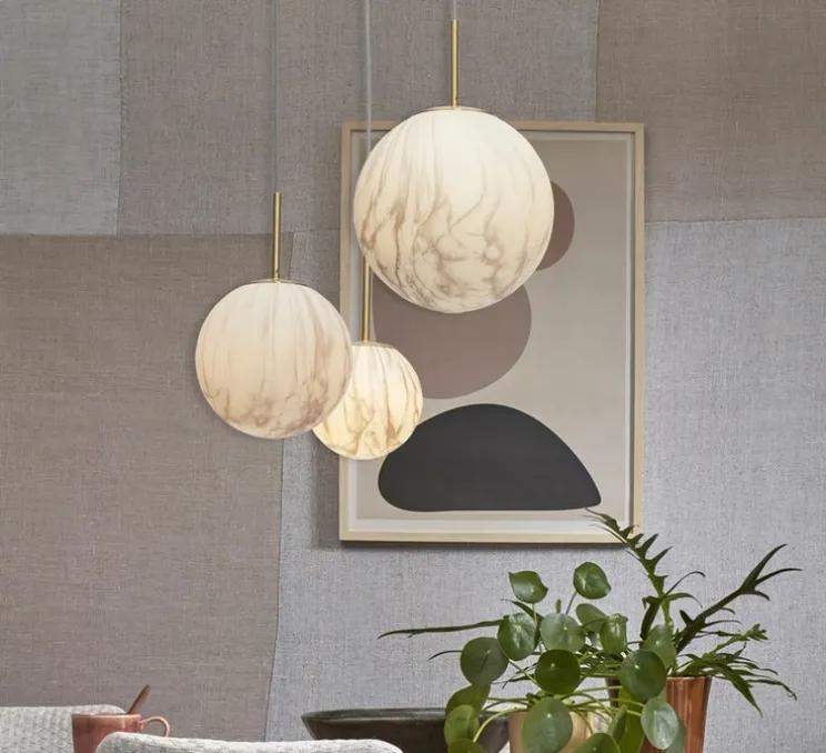 Suspension, Carrara M, Blanc marbre, or, Ø22cm, H34cm - It's about Romi