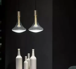 Suspension, Cathode 1, laiton brossé, LED, on/off, 2700k, 286 lm, Ø22cm, H32cm - Davide Groppi