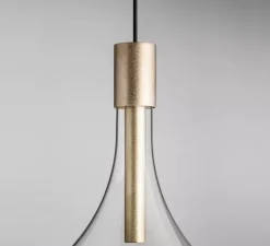 Suspension, Cathode 1, laiton brossé, LED, on/off, 2700k, 286 lm, Ø22cm, H32cm - Davide Groppi