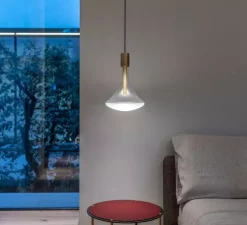 Suspension, Cathode 1, laiton brossé, LED, on/off, 3000k, 286 lm, Ø22cm, H32cm - Davide Groppi