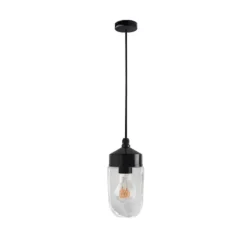 Suspension*Zangra Suspension, ceilinglamp.161, avec glass004, , Ø10cm, H24cm - noir