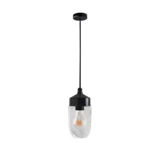 Suspension*Zangra Suspension, ceilinglamp.161, avec glass004, , Ø10cm, H24cm - noir