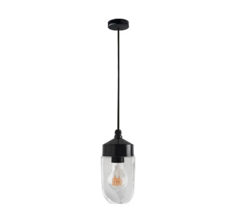 Suspension*Zangra Suspension, ceilinglamp.161, avec glass004, , Ø10cm, H24cm - noir