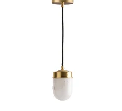 Suspension*Zangra Suspension, ceilinglamp.136, avec glass018, laiton, Ø10cm, H17cm - blanc, laiton