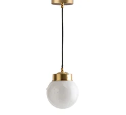 Suspension*Zangra Suspension, ceilinglamp.136, avec glass006, laiton, Ø15cm, H19cm - laiton, blanc