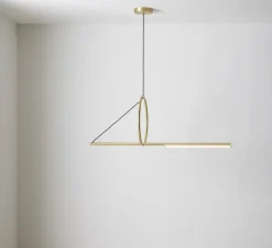 Suspension*CVL Suspension, Cercle et trait, XS, , LED, 2700K, 900lm, L123cm, H46cm - laiton satiné