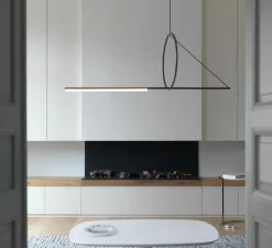 Suspension*CVL Suspension, Cercle et trait, XL, graphite satiné, LED, 2700K, 1400lm, L175cm, H160cm - noir