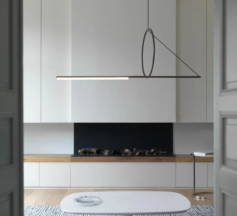 Suspension*CVL Suspension, Cercle et trait, XL, graphite satiné, LED, 2700K, 1400lm, L175cm, H160cm - noir