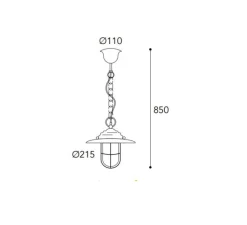 Suspension*Moretti Luce Suspension, Chalet 164, , IP44, Ø21,5cm, H85cm - Laiton vieilli