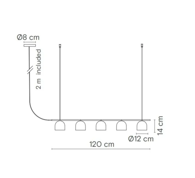 Suspension*Robin Suspension, Chandelier 5, , L120cm, H14cm - noir