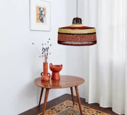 Suspension, Checkers M, Burgundy, Ø45cm, H25cm - Golden Editions