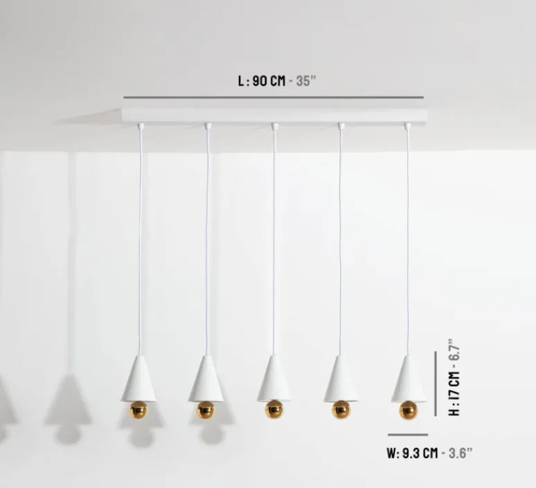 Suspension*Petite Friture Suspension, Cherry, 5 pendants, , LED, dim, 3000K, 5*1040 lm, L90cm, H5cm - blanc